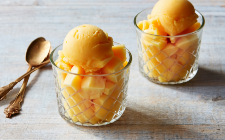 mango ice, tropical sorbet, fruit sorbet