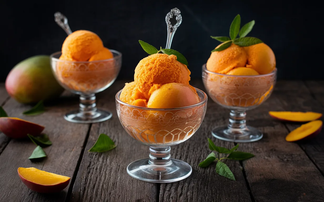 Mango Sorbet Instructions, Mango Ice Treats, Frozen Mango Desserts