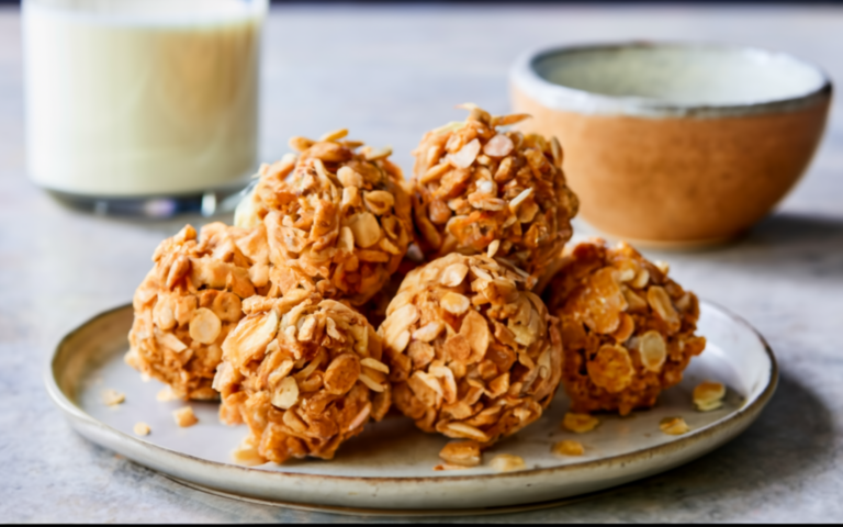 peanut butter cereal treats, no-bake cereal balls, peanut butter snack balls
