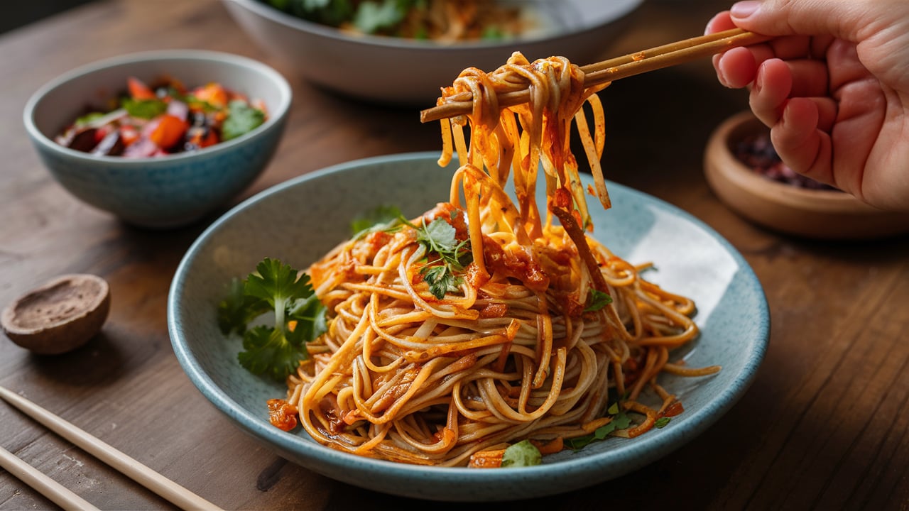 Spicy peanut noodles Peanut butter noodles Thai peanut noodles Peanut sauce pasta